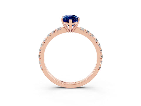 Rose gold Marquise Cut Blue Sapphire Pavé Solitaire Engagement Ring with Four-Prong Setting_15