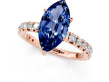 Rose gold Marquise Cut Blue Sapphire Pavé Solitaire Ring with Round Band and Prong Setting_25