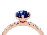 Rose gold Marquise Cut Blue Sapphire Pavé Solitaire Ring with Round Band and Prong Setting_28