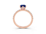 Rose gold Marquise Cut Blue Sapphire Pave Band Solitaire Ring with Four-Prong Setting_27