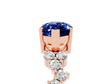 Rose gold Marquise Cut Blue Sapphire Scattered Round Accent Ring with Prong Setting_17