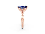 Rose gold Marquise Cut Blue Sapphire Solitaire Celtic Knot Ring with Four-Prong Setting_14