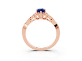Rose gold Marquise Cut Blue Sapphire Solitaire Celtic Knot Ring with Four-Prong Setting_15