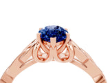 Rose gold Marquise Cut Blue Sapphire Solitaire Celtic Knot Ring with Four-Prong Setting_16