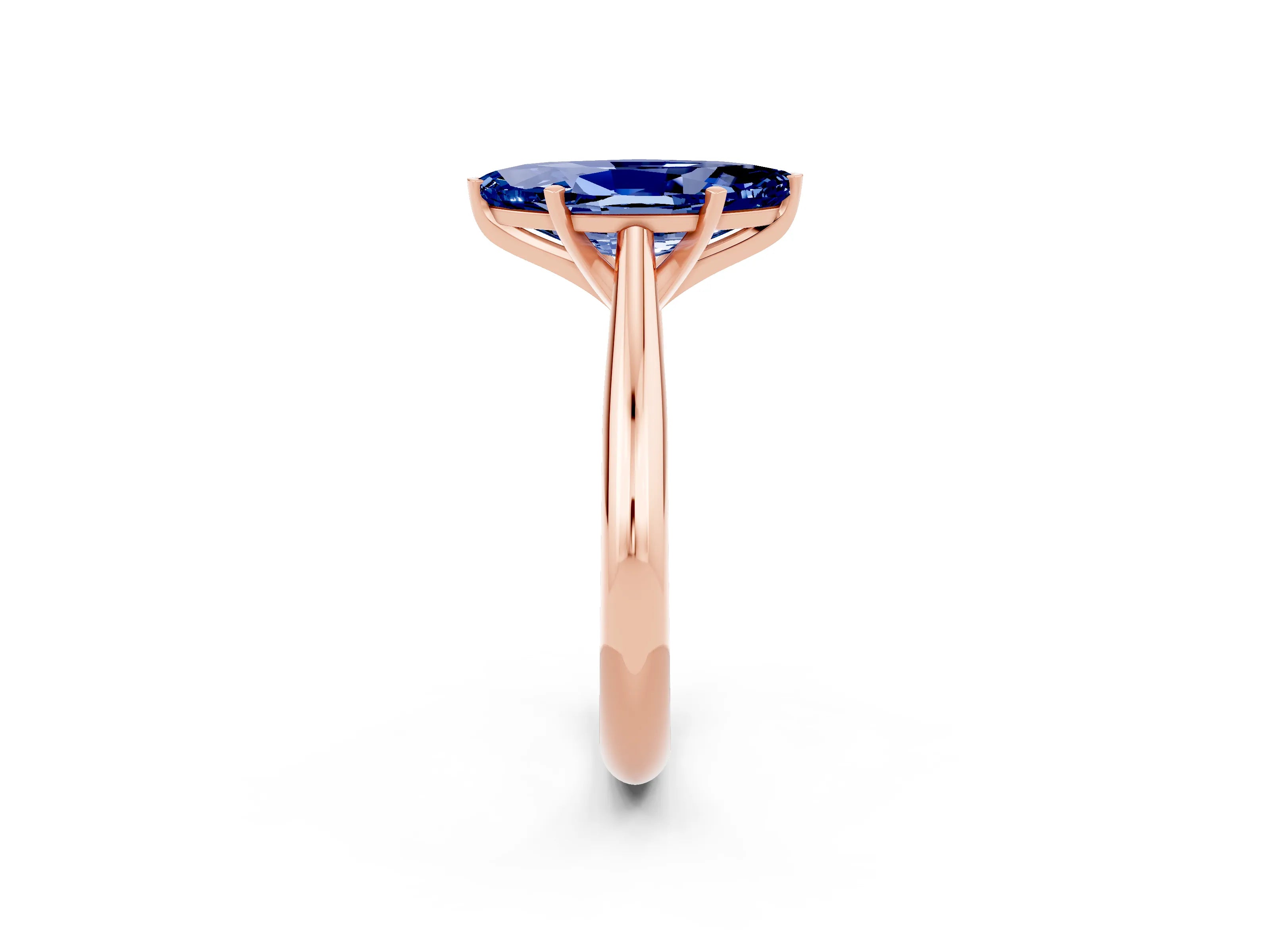 Rose gold Marquise Cut Blue Sapphire Solitaire Engagement Ring with Cathedral Setting and Four-Prong Mount_14