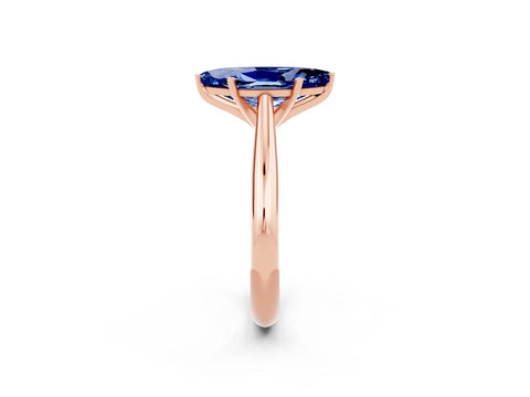 Rose gold Marquise Cut Blue Sapphire Solitaire Engagement Ring with Cathedral Setting and Four-Prong Mount_14