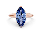 Rose gold Marquise Cut Blue Sapphire Solitaire Engagement Ring with Cathedral Setting and Four-Prong Mount_24