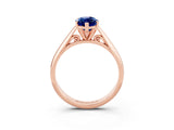 Rose gold Marquise Cut Blue Sapphire Solitaire Engagement Ring with Cathedral Setting and Four-Prong Mount_27
