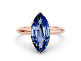 Rose gold Marquise Cut Blue Sapphire Solitaire Engagement Ring with Cathedral Setting and Four-Prong Mount_30