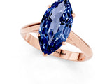 Rose gold Marquise Cut Blue Sapphire Solitaire Engagement Ring with Cathedral Setting and Four-Prong Mount_31