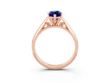 Rose gold Marquise Cut Blue Sapphire Solitaire Engagement Ring with Cathedral Setting and Four-Prong Mount_33