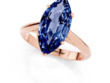 Rose gold Marquise Cut Blue Sapphire Solitaire Engagement Ring with Cathedral Setting and Four-Prong Mount_67