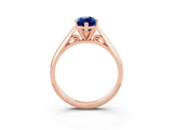 Rose gold Marquise Cut Blue Sapphire Solitaire Engagement Ring with Cathedral Setting and Four-Prong Mount_69