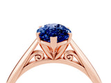 Rose gold Marquise Cut Blue Sapphire Solitaire Engagement Ring with Cathedral Setting and Four-Prong Mount_70