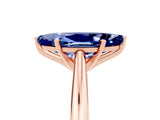Rose gold Marquise Cut Blue Sapphire Solitaire Engagement Ring with Cathedral Setting and Four-Prong Mount_71
