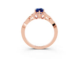 Rose gold Marquise Cut Blue Sapphire Solitaire Engagement Ring with Celtic Knot Band and Four-Prong Setting_3