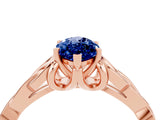 Rose gold Marquise Cut Blue Sapphire Solitaire Engagement Ring with Celtic Knot Band and Four-Prong Setting_4