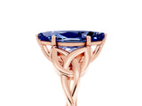 Rose gold Marquise Cut Blue Sapphire Solitaire Engagement Ring with Celtic Knot Band and Four-Prong Setting_5