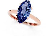 Rose gold Marquise Cut Blue Sapphire Solitaire Engagement Ring with Classic Band and Four-Prong Setting_13