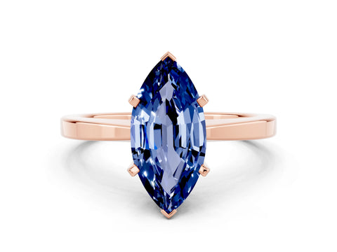 Rose gold Marquise Cut Blue Sapphire Solitaire Engagement Ring with Classic Band and Four-Prong Setting_24