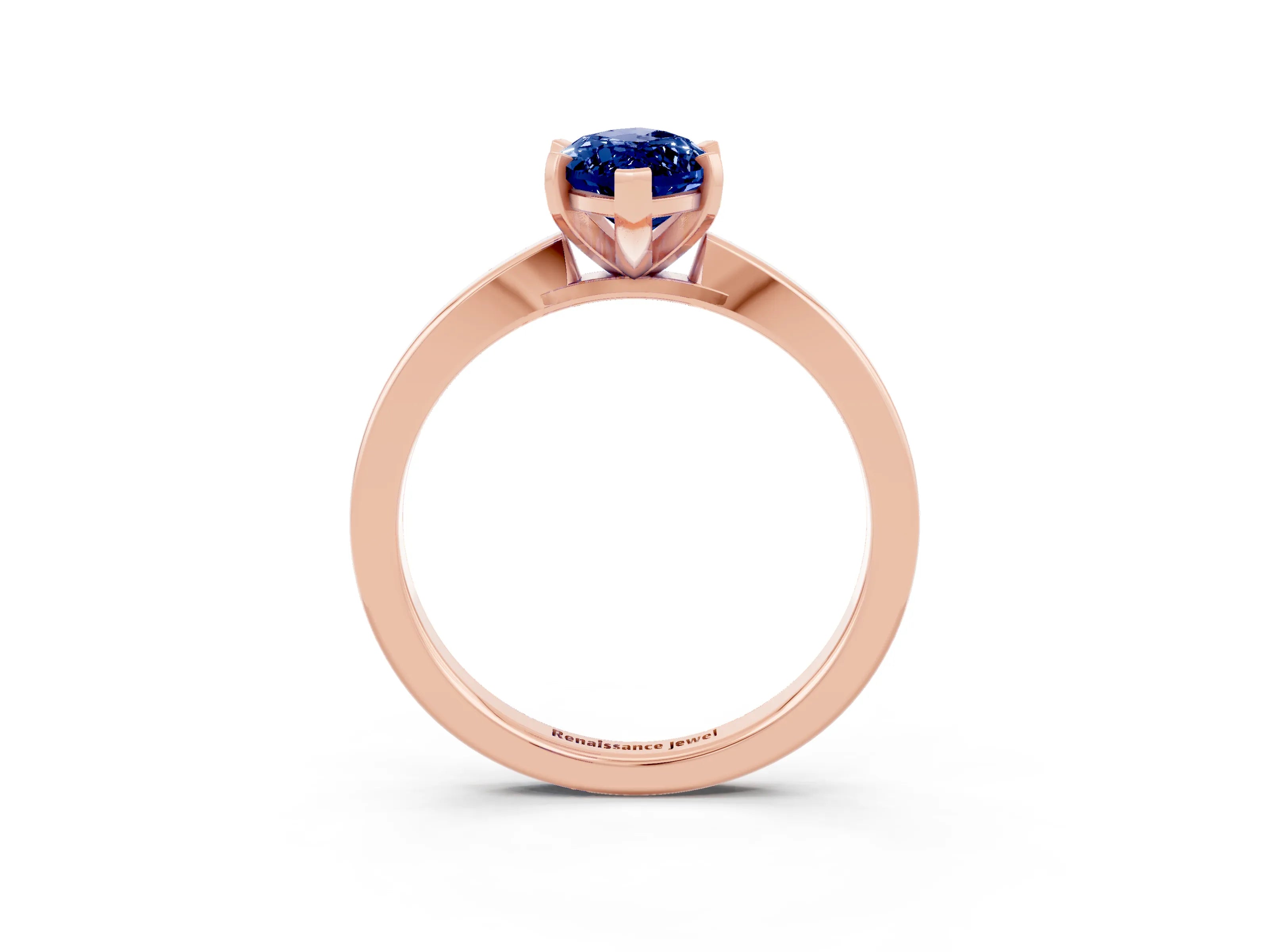 Rose gold Marquise Cut Blue Sapphire Solitaire Engagement Ring with Classic Band and Four-Prong Setting_27