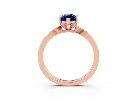 Rose gold Marquise Cut Blue Sapphire Solitaire Engagement Ring with Classic Band and Four-Prong Setting_27