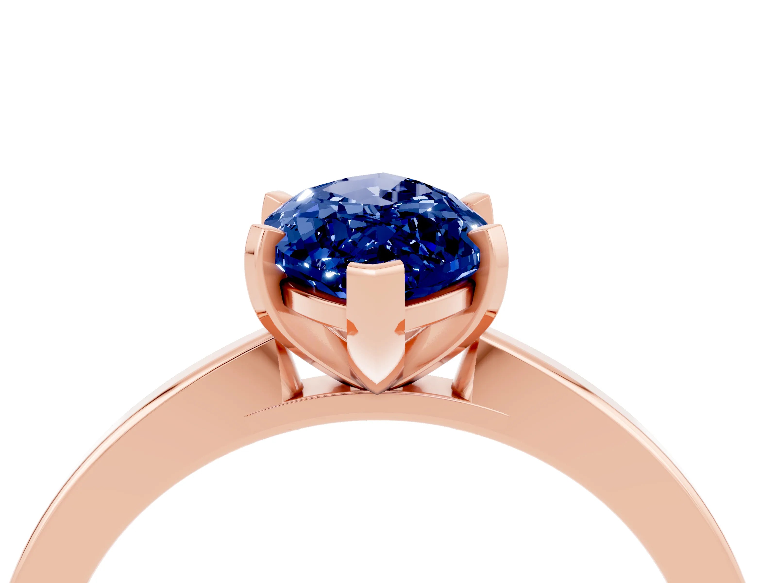 Rose gold Marquise Cut Blue Sapphire Solitaire Engagement Ring with Classic Band and Four-Prong Setting_28