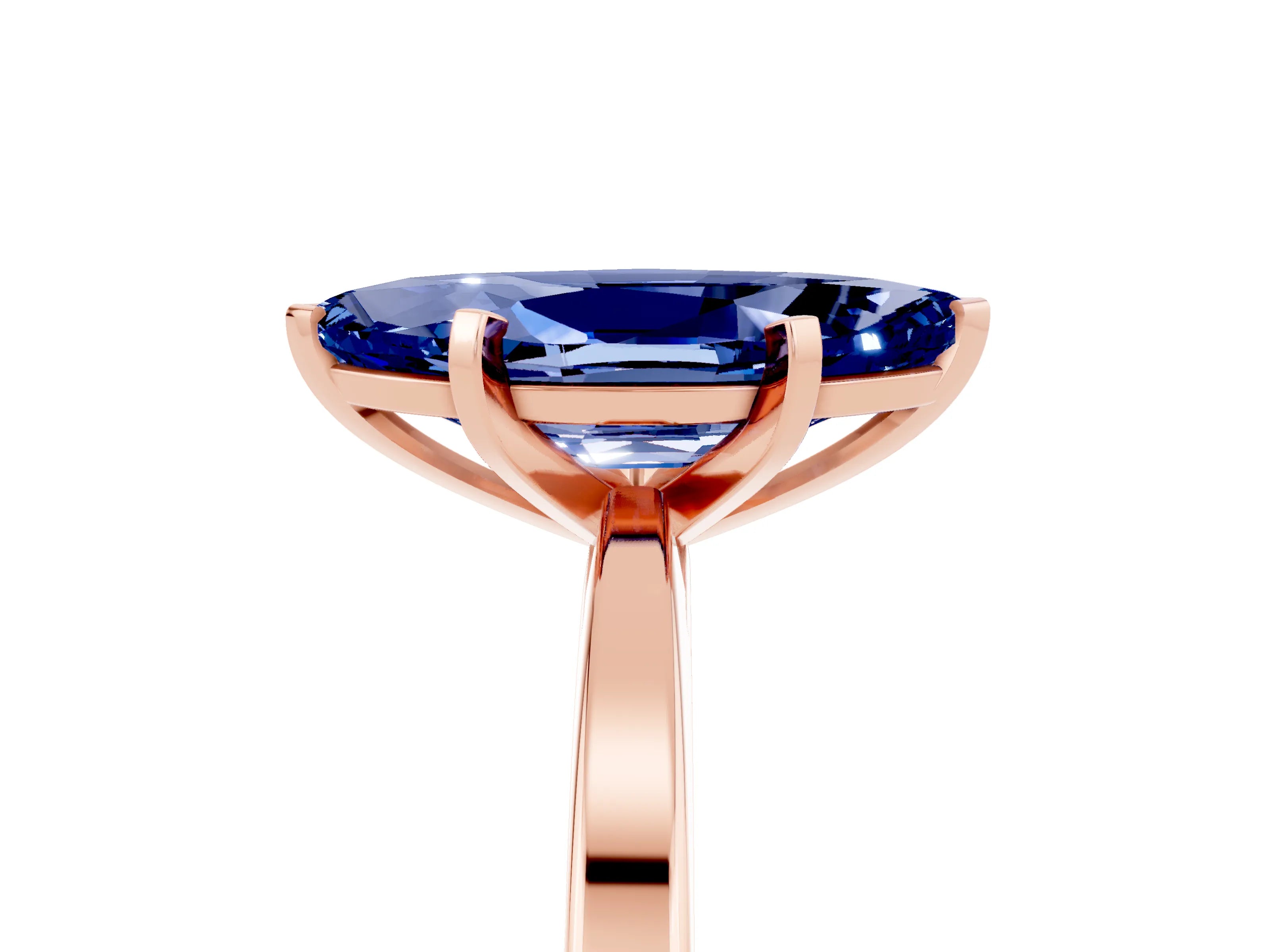 Rose gold Marquise Cut Blue Sapphire Solitaire Engagement Ring with Classic Band and Four-Prong Setting_29