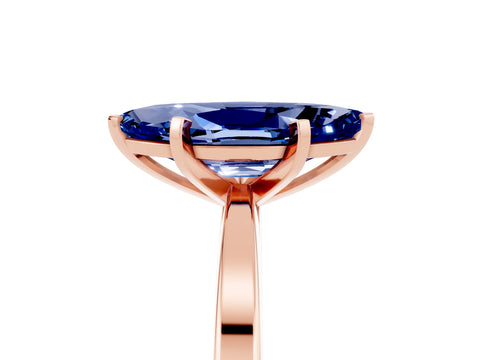 Rose gold Marquise Cut Blue Sapphire Solitaire Engagement Ring with Classic Band and Four-Prong Setting_29