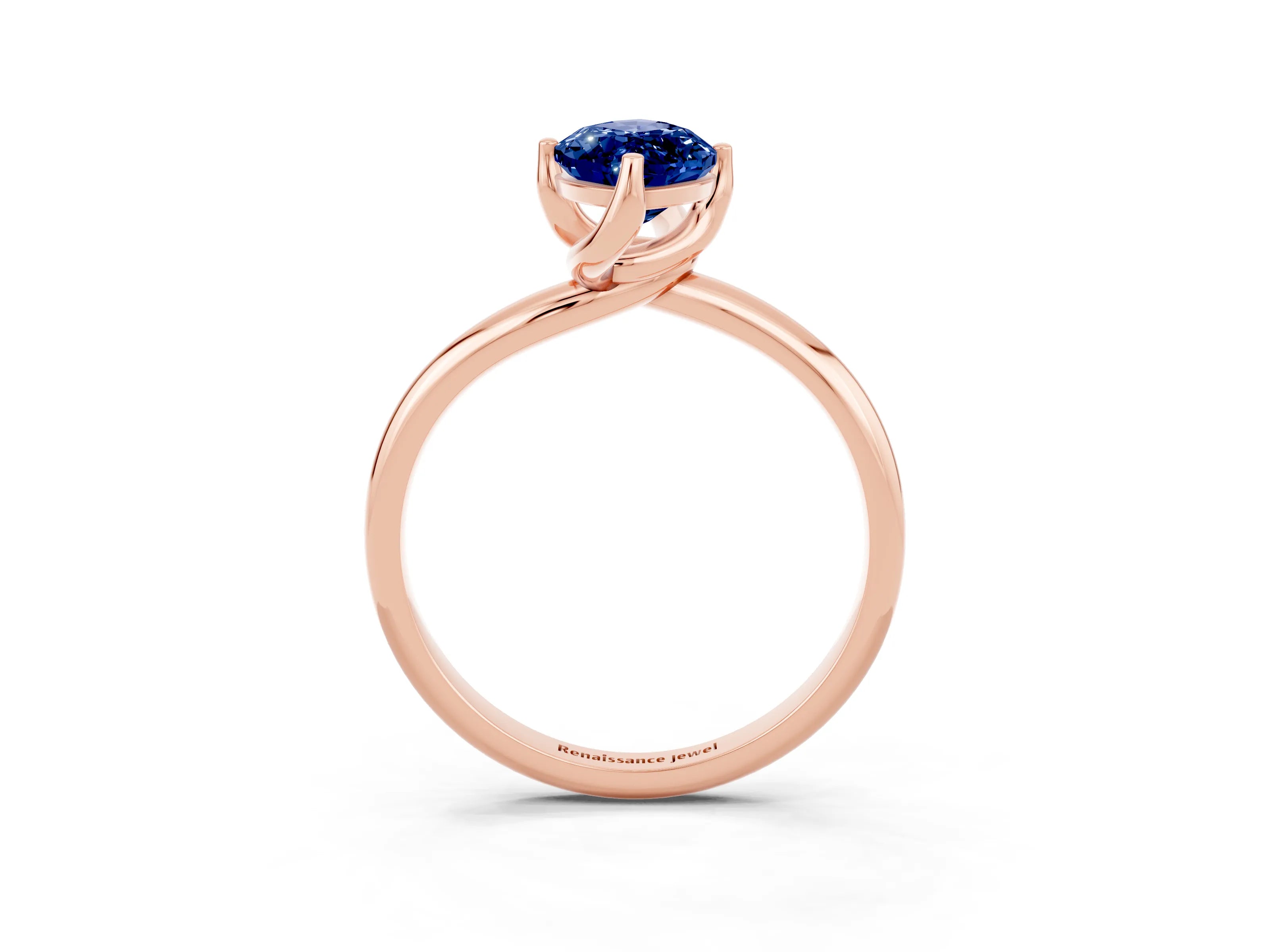 Rose gold Marquise Cut Blue Sapphire Solitaire Engagement Ring with Four-Prong Setting and Classic Band_15