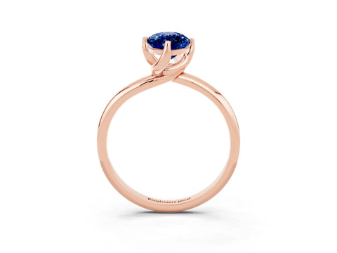 Rose gold Marquise Cut Blue Sapphire Solitaire Engagement Ring with Four-Prong Setting and Classic Band_15