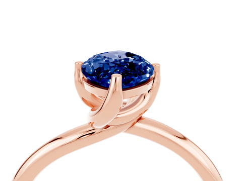 Rose gold Marquise Cut Blue Sapphire Solitaire Engagement Ring with Four-Prong Setting and Classic Band_16