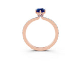 Rose gold Marquise Cut Blue Sapphire Solitaire Engagement Ring with Pavé Band and Four-Prong Setting_3