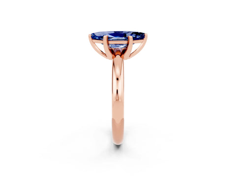 Rose gold Marquise Cut Blue Sapphire Solitaire Engagement Ring with Round Band and Four-Prong Setting_2