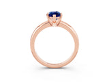 Rose gold Marquise Cut Blue Sapphire Solitaire Engagement Ring with Round Band and Four-Prong Setting_3