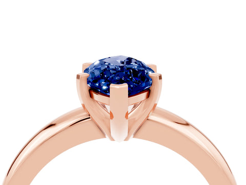 Rose gold Marquise Cut Blue Sapphire Solitaire Engagement Ring with Round Band and Four-Prong Setting_4
