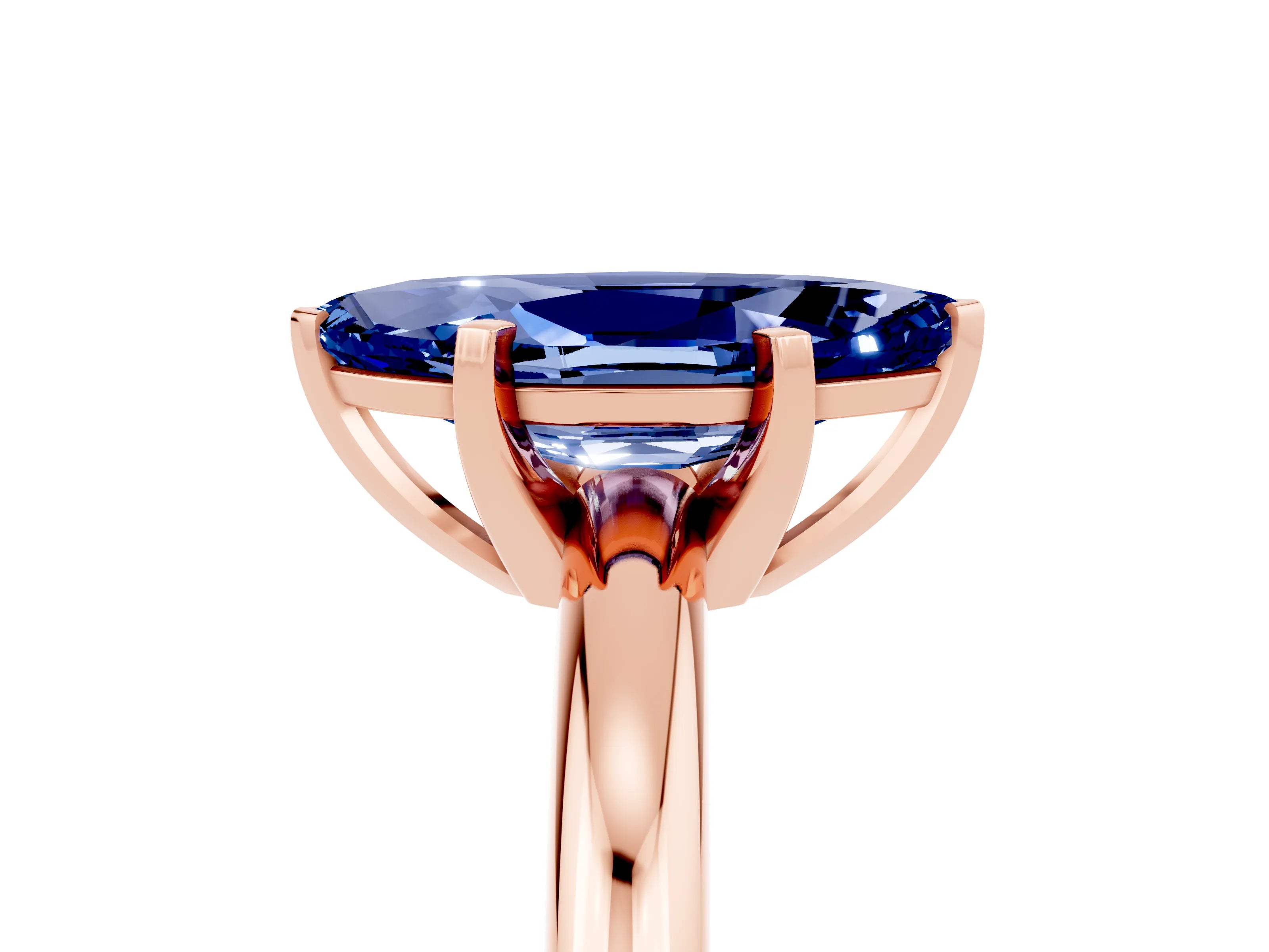 Rose gold Marquise Cut Blue Sapphire Solitaire Engagement Ring with Round Band and Four-Prong Setting_5