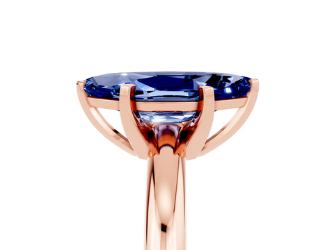 Rose gold Marquise Cut Blue Sapphire Solitaire Engagement Ring with Round Band and Four-Prong Setting_5