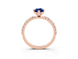 Rose gold Marquise Cut Blue Sapphire Solitaire Pavé Band with Four-Prong Setting_3