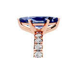 Rose gold Marquise Cut Blue Sapphire Solitaire Pavé Engagement Ring with Round Band and Prong Setting_17