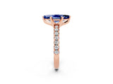 Rose gold Marquise Cut Blue Sapphire Solitaire Pavé Engagement Ring with Round Band and Prong Setting_68