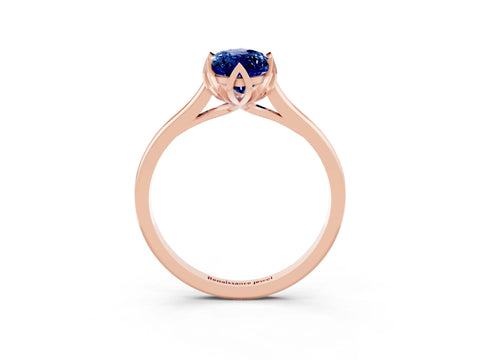 Rose gold Marquise Cut Blue Sapphire Solitaire Ring with Flower Prong Setting and Classic Band_15