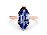 Rose gold Marquise Cut Blue Sapphire Solitaire Ring with Flower Prong Setting and Classic Band_36