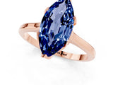 Rose gold Marquise Cut Blue Sapphire Solitaire Ring with Flower Prong Setting and Classic Band_37