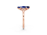 Rose gold Marquise Cut Blue Sapphire Solitaire Ring with Flower Prong Setting and Classic Band_38