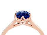 Rose gold Marquise Cut Blue Sapphire Solitaire Ring with Flower Prong Setting and Classic Band_40