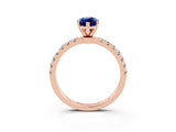 Rose gold Marquise Cut Blue Sapphire Solitaire Ring with Pavé Accents and Four-Prong Setting_3