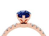Rose gold Marquise Cut Blue Sapphire Solitaire Ring with Pavé Accents and Four-Prong Setting_4