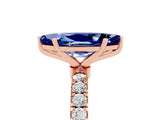 Rose gold Marquise Cut Blue Sapphire Solitaire Ring with Pavé Accents and Four-Prong Setting_5