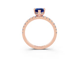 Rose gold Marquise Cut Blue Sapphire Solitaire Ring with Pavé Band and Four-Prong Setting_27